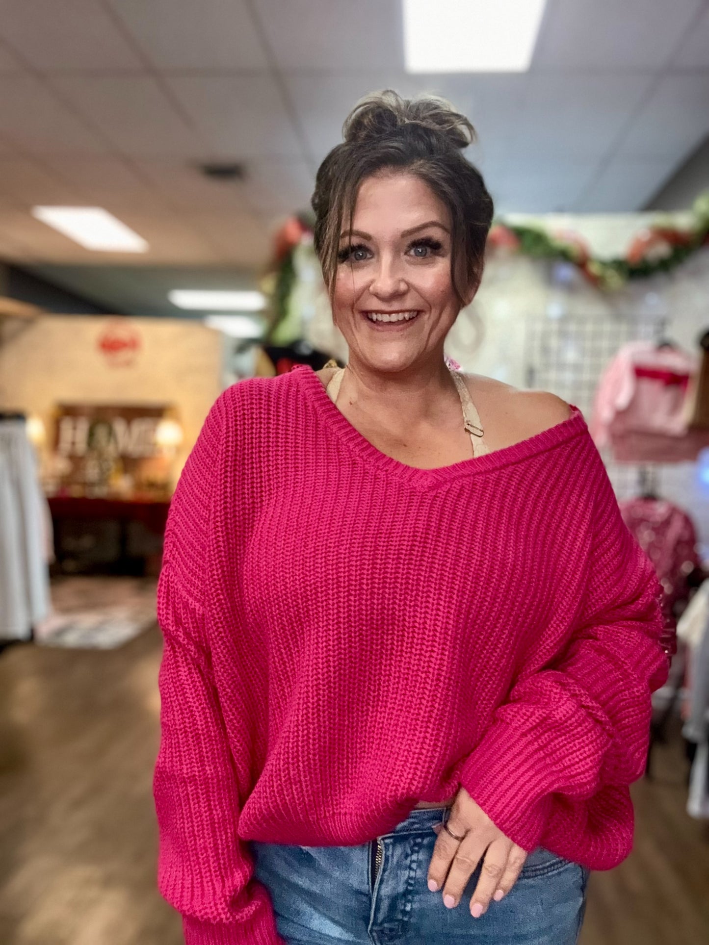 Oversized V-neck Knit Sweater