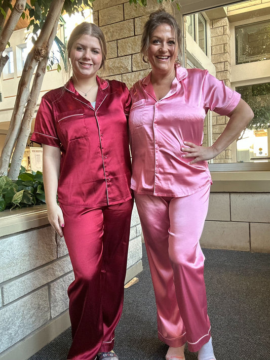 Button Down Short Sleeve Shirt and Pants Pajama Set