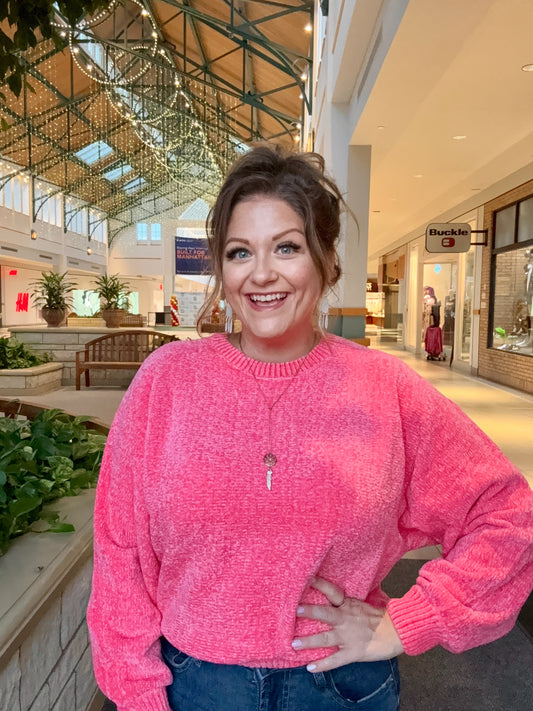 Textured Cropped Long Sleeve Sweater