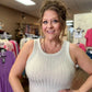 Ribbed boat neck cropped sleeveless top
