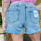 Distressed Hem Denim Shorts