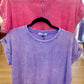 Washed Cotton Cuffed Short Sleeve Top