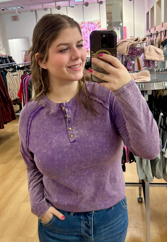Mineral Wash Long Sleeve w/ Buttons
