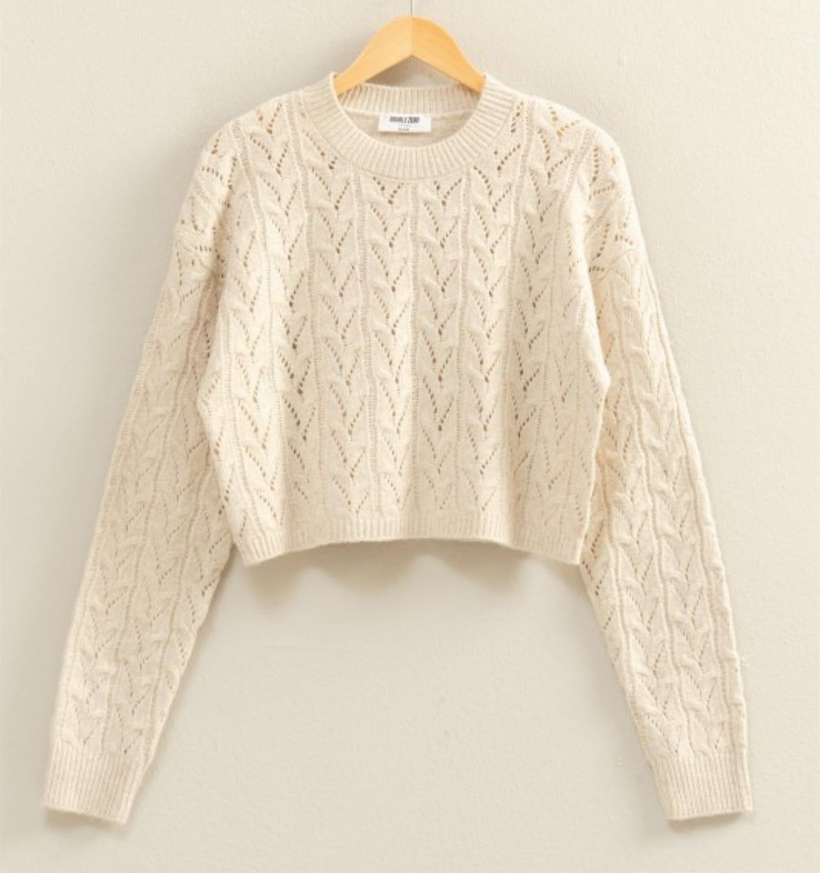 Cropped Cable Knit Sweater