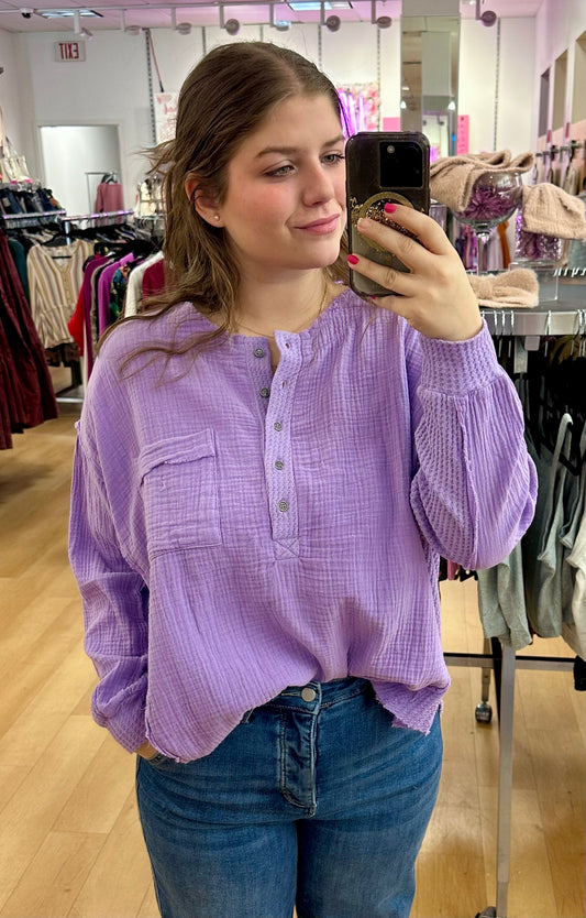 Oversized Gauze Long Sleeve w/ Buttons