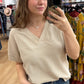 Textured v-neck blouse