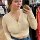 cropped ribbed long sleeve top