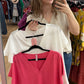 Textured v-neck blouse