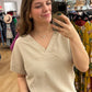 Textured v-neck blouse