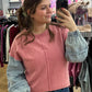 Acid Wash Sweatshirt w/ Jean Sleeves