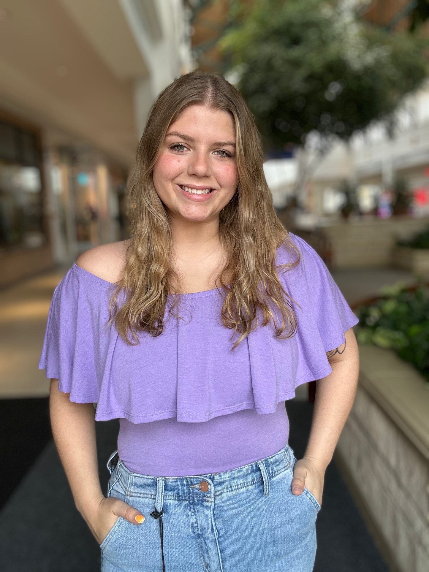 Ruffle Off The Shoulder Bodysuit