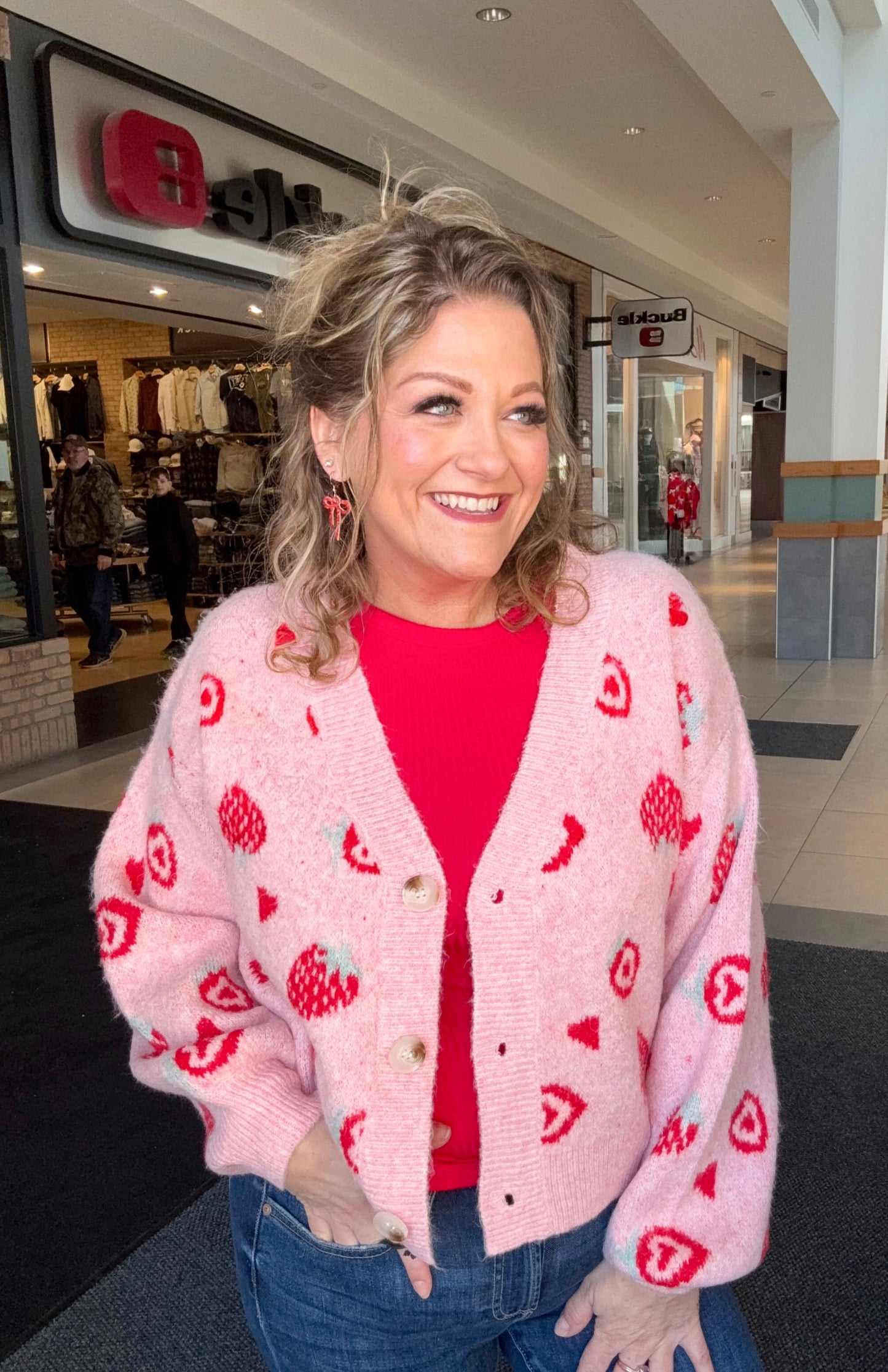 Strawberry Heart Knit Cardigan