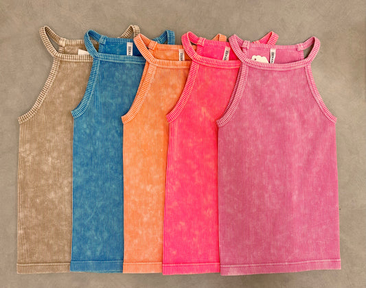 Stone Washed Ribbed Seamless Cami Top