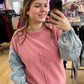 Acid Wash Sweatshirt w/ Jean Sleeves