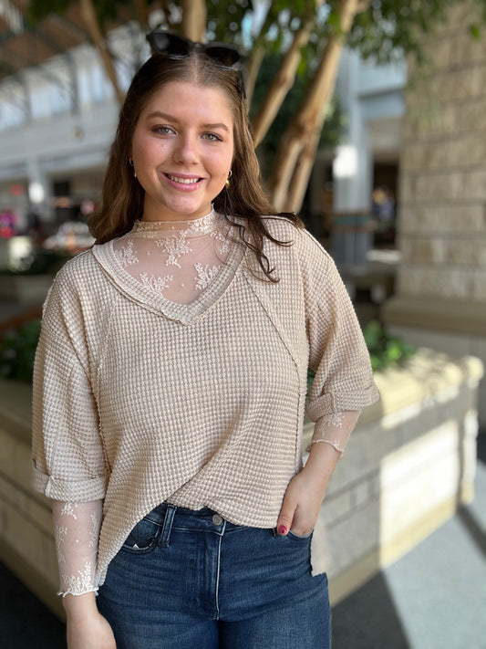 Sheer Lace Long Sleeve Top