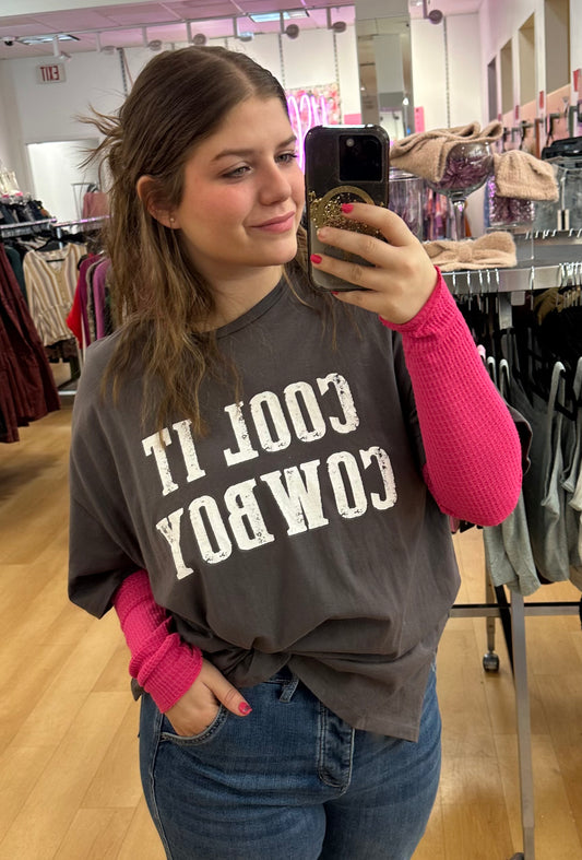 "Cool It Cowboy" Plus Size Graphic Tee