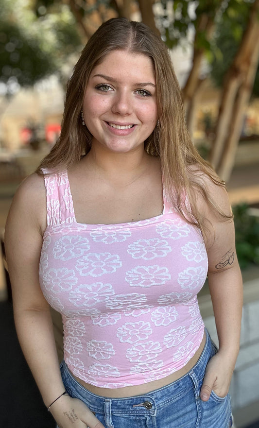 Two Tone Floral Seamless Tank Top