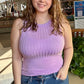Ribbed sleeveless tank top with exposed seam