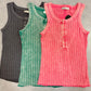 Washed Ribbed Scoop Neck Henry Tank