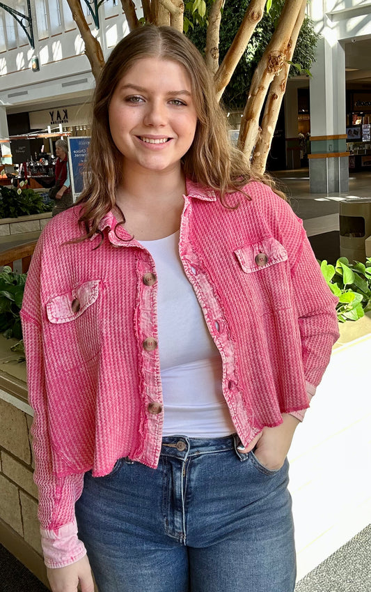 Acid wash Zenana button up