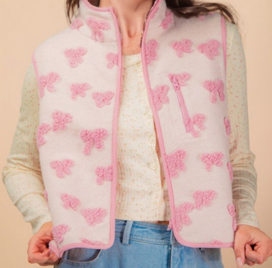 Textured Bow Printed Vest