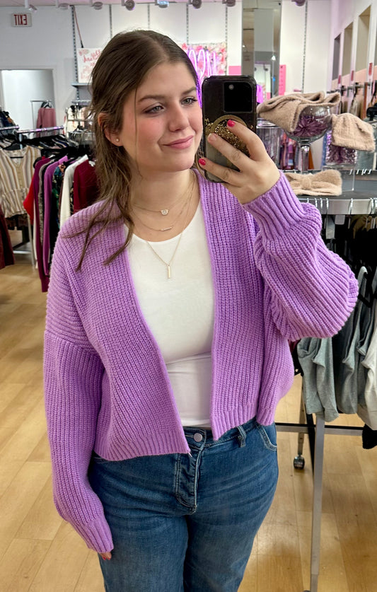 Cozy Knitted Lavender Cardigan