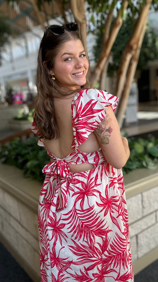 Tropical Printed Midi Summer Boho Dress