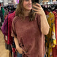 Acid wash t-shirt with side slit