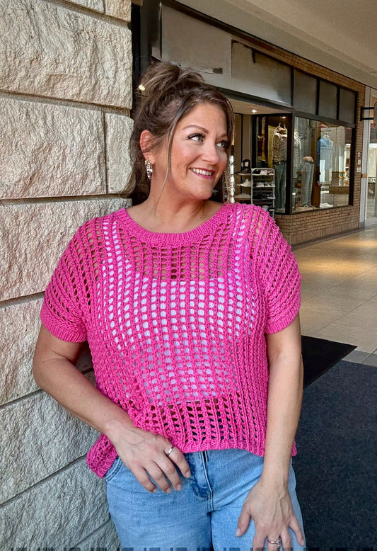 Sienna Shore Crochet Short Sleeve Sweater