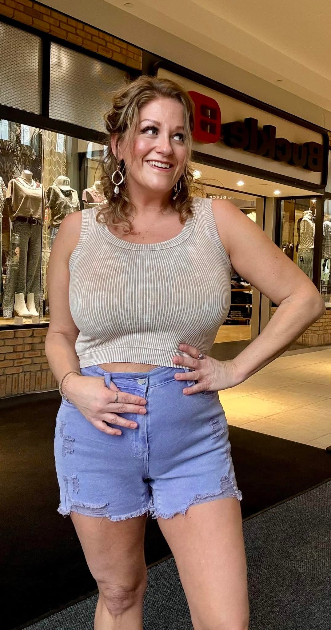 Sweet Violet Distressed Shorts