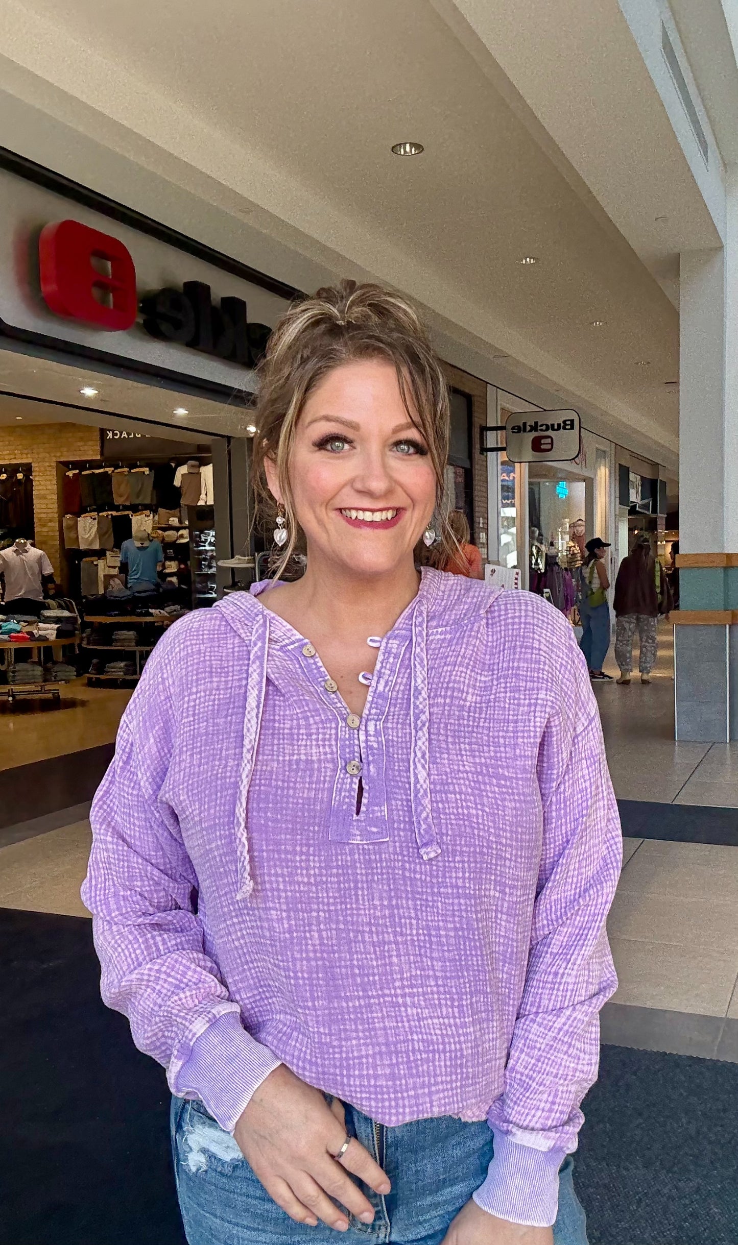 Sweet Lilac Button Hoodie